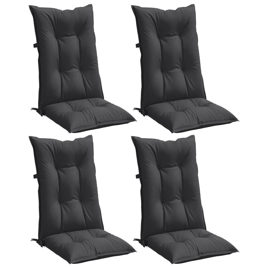 Highback Chair Cushions 4 pcs Melange Anthracite 47.2"x19.7"x2.8" Fabric