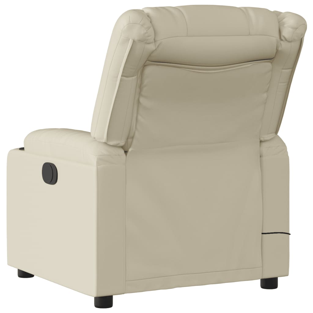 Electric Massage Recliner Chair Cream Faux Leather