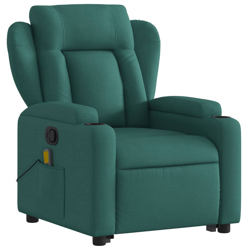 Stand up Massage Recliner Chair Dark Green Fabric