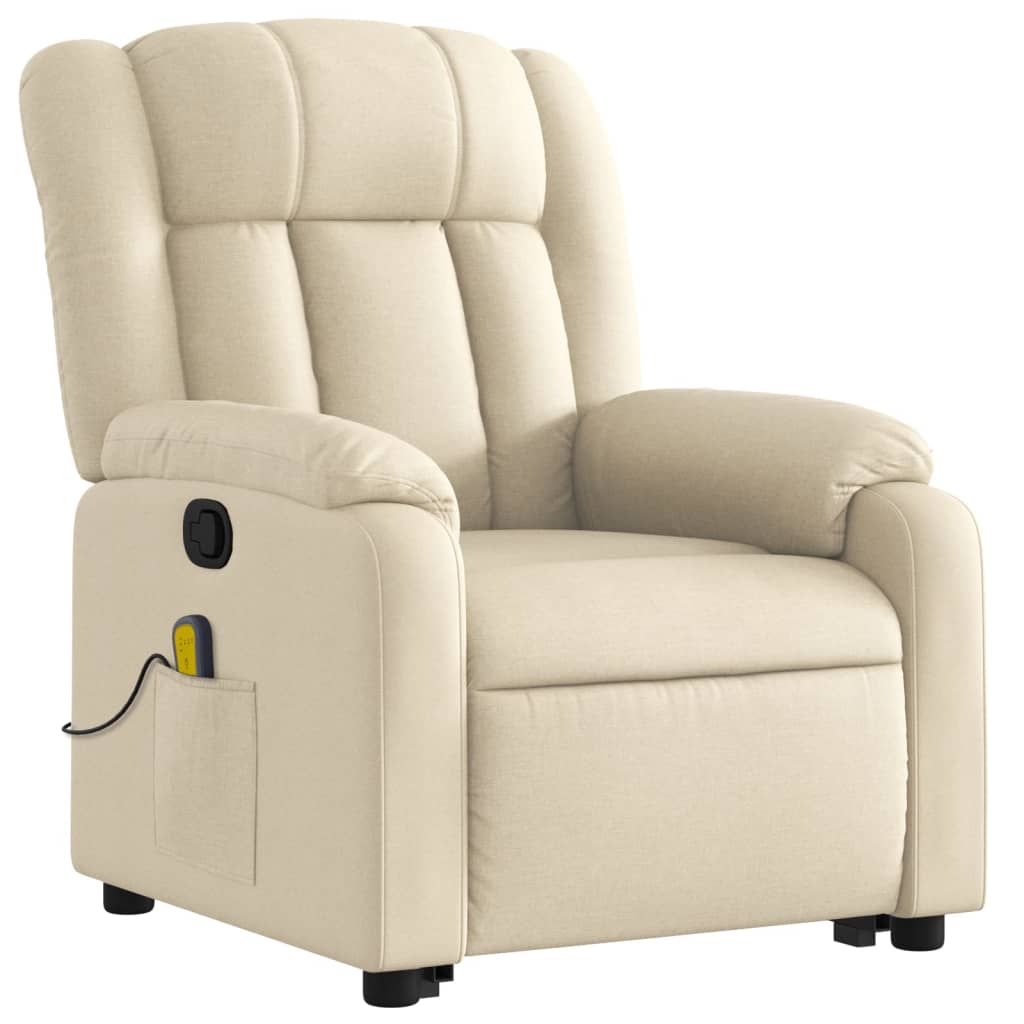 Stand up Massage Recliner Chair Cream Fabric