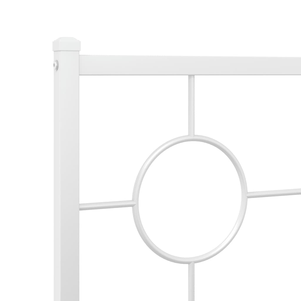 Metal Bed Frame without Mattress with Footboard White 76"x79.9"