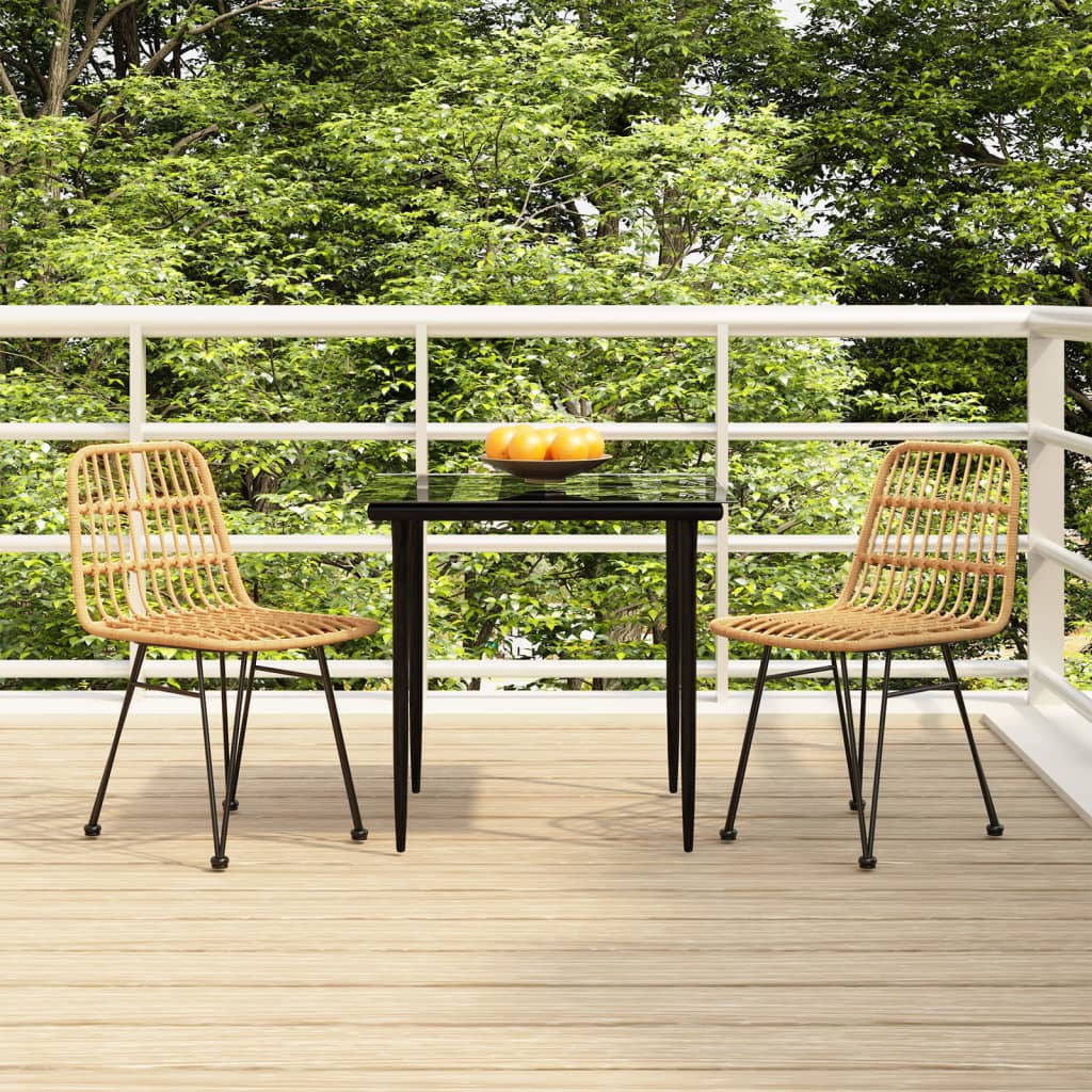 3 Piece Patio Dining Set Poly Rattan