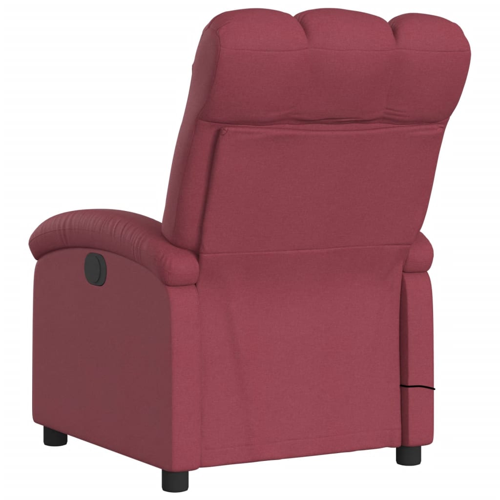 Electric Massage Recliner Chair Wine Red Fabric