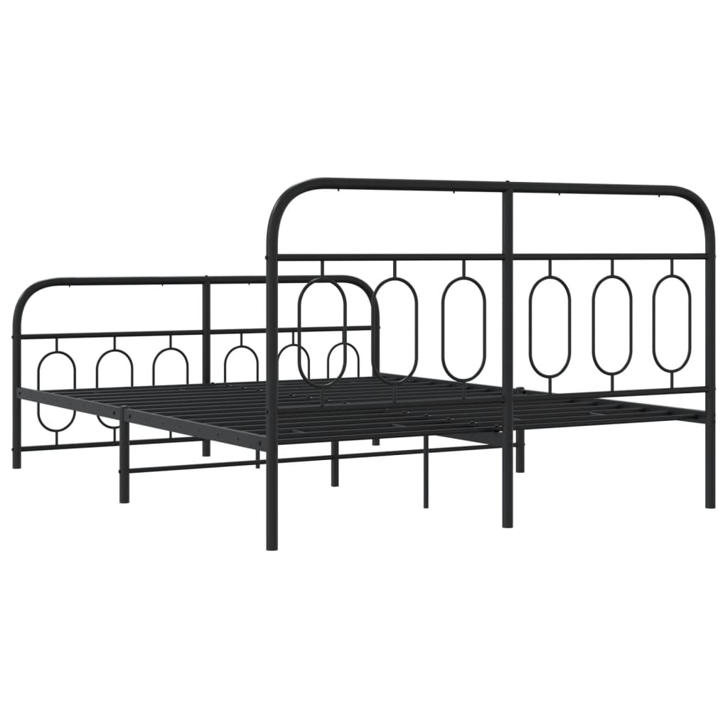 Metal Bed Frame without Mattress with Footboard Black 59.1"x78.7"