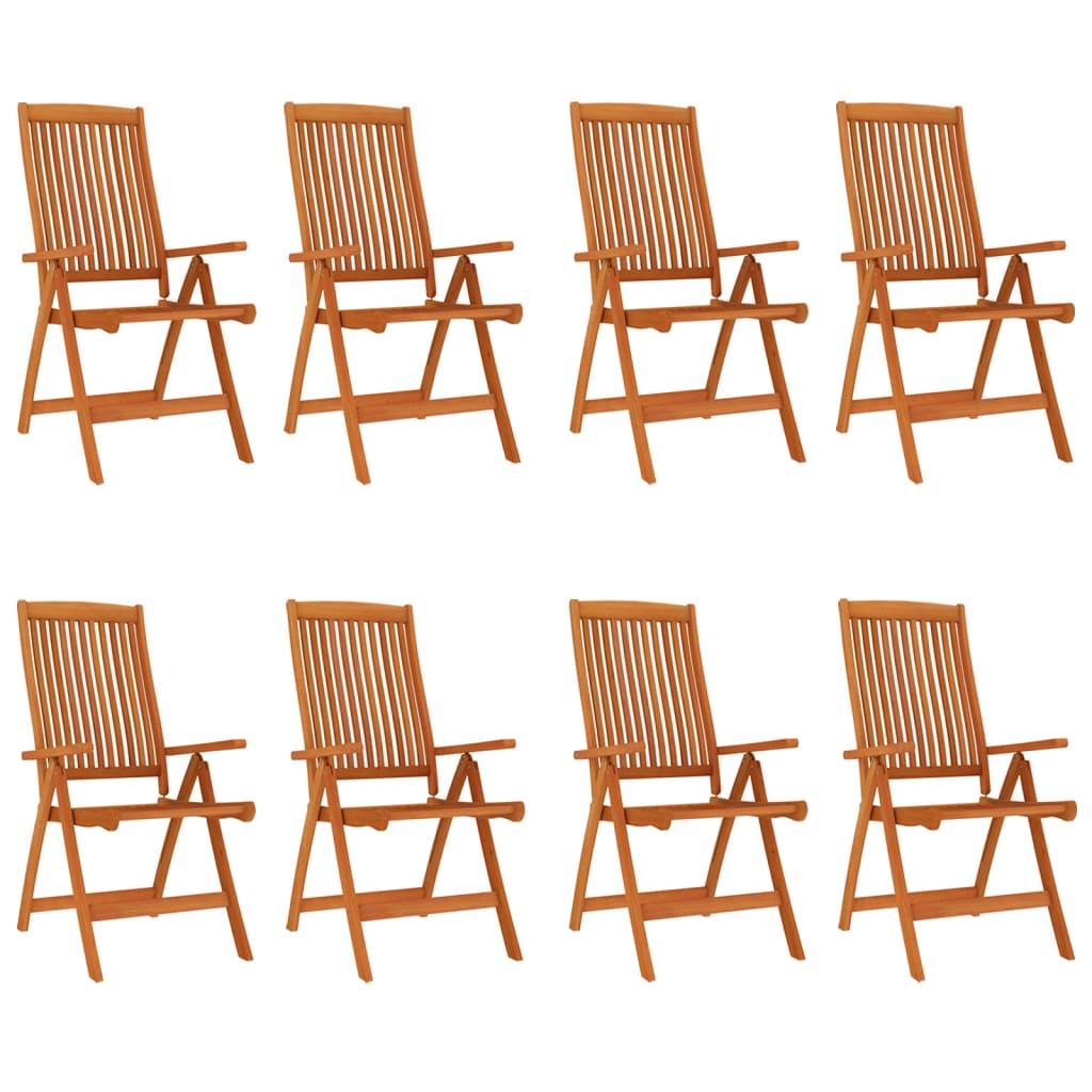 Folding Patio Chairs 8 pcs Solid Wood Eucalyptus