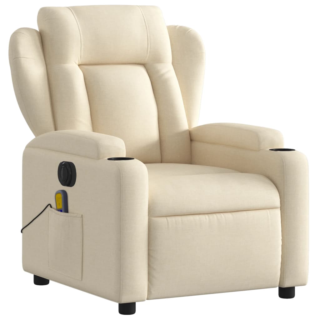 Electric Massage Recliner Chair Cream Fabric