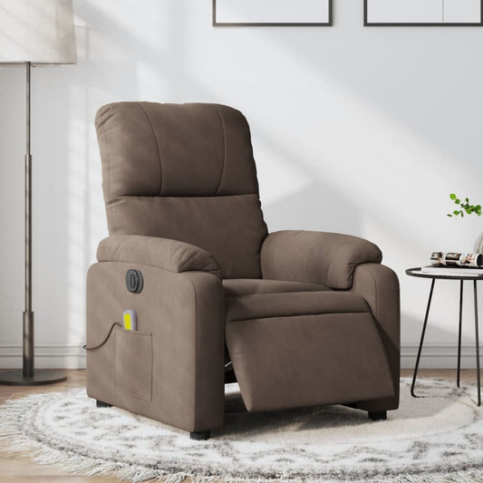 Electric Massage Recliner Chair Brown Microfiber Fabric