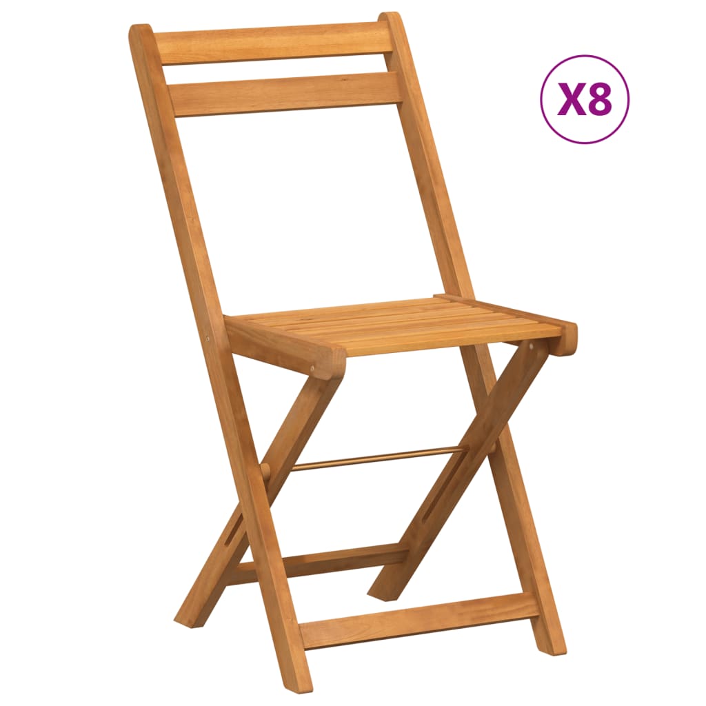 Folding Bistro Chairs 8 pcs Solid Wood Acacia