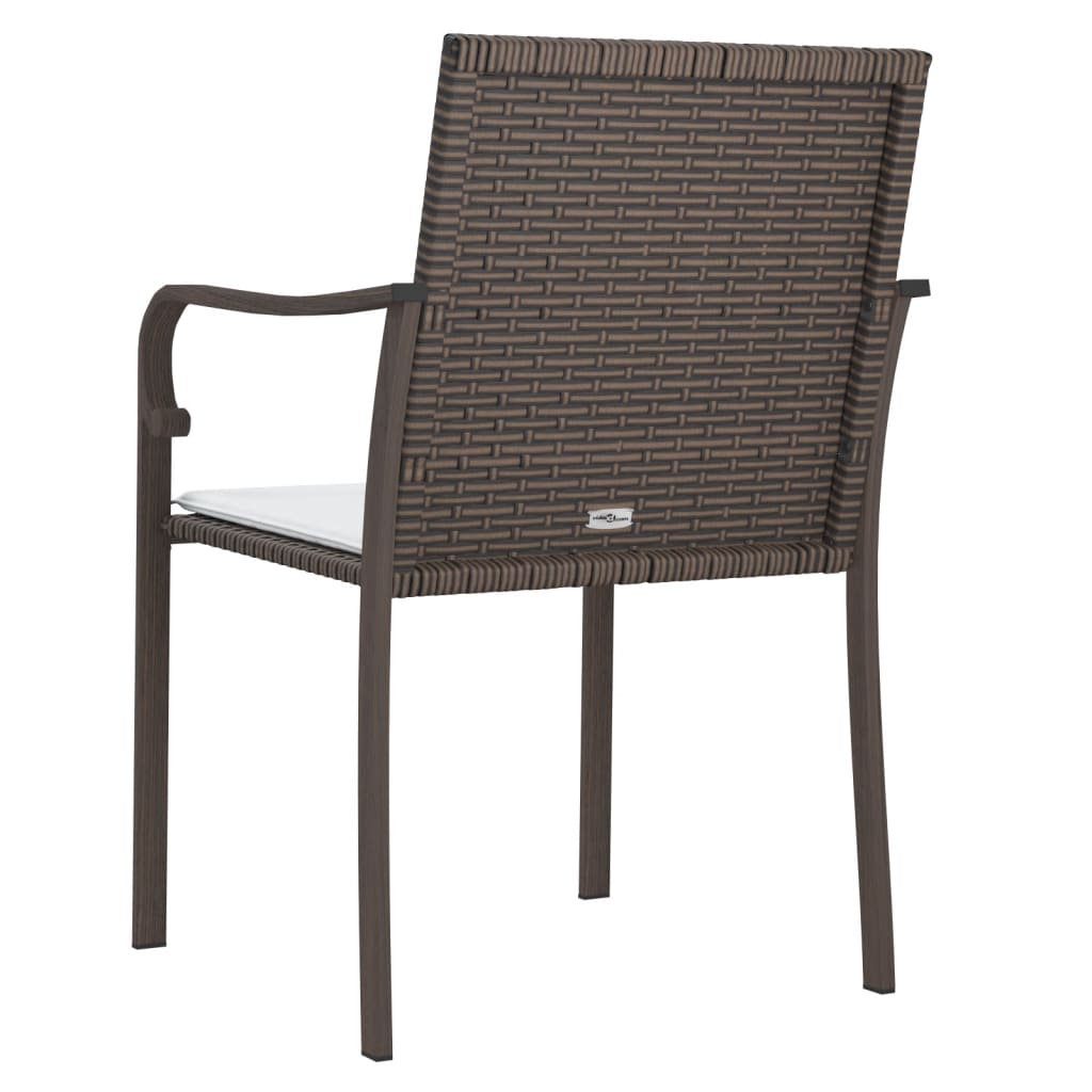 Patio Chairs with Cushions 2 pcs Brown 22"x23.2"x33.1" Poly Rattan