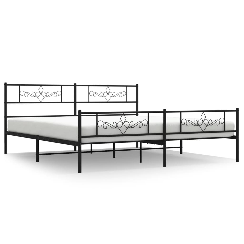 Metal Bed Frame without Mattress with Footboard Black 72"x83.9"