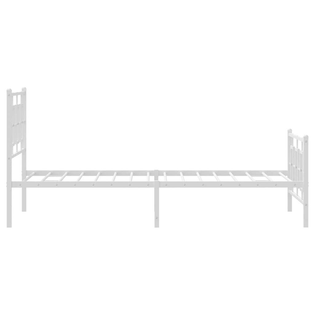 Metal Bed Frame without Mattress with Footboard White 39.4"x78.7"