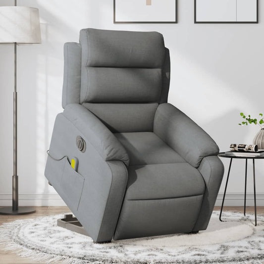 Electric Stand up Massage Recliner Chair Dark Gray Fabric