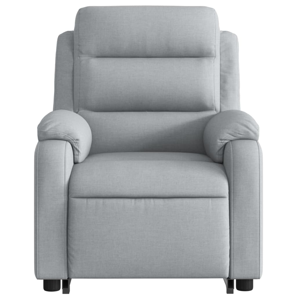 Electric Stand up Massage Recliner Chair Light Gray Fabric