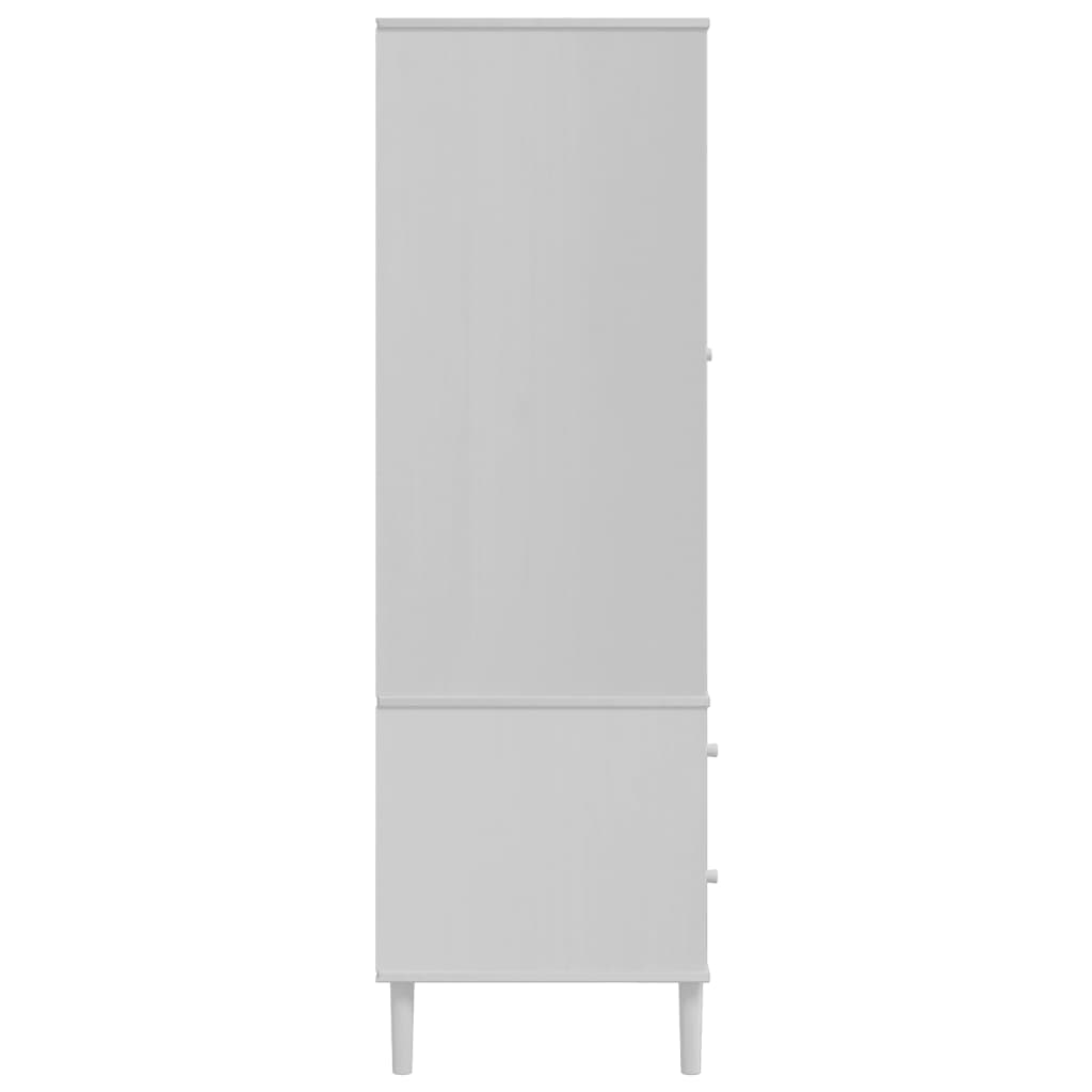 Wardrobe SENJA Rattan Look White 35.4"x21.7"x68.9" Solid Wood Pine