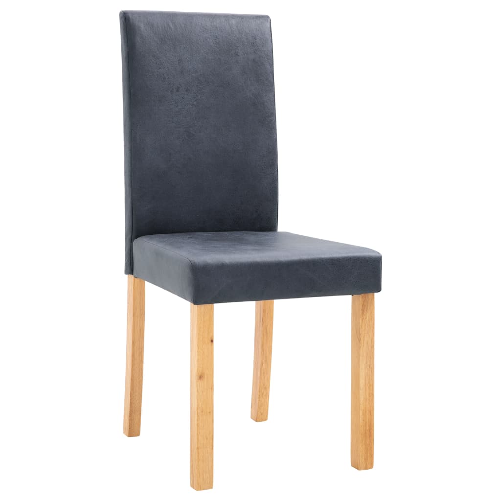 Dining Chairs 2 pcs Gray Faux Suede Leather