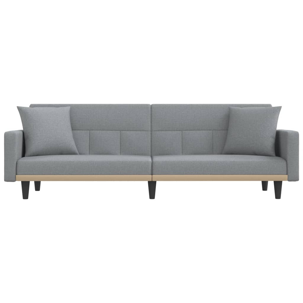 Sofa Bed with Cushions Light Gray Fabric