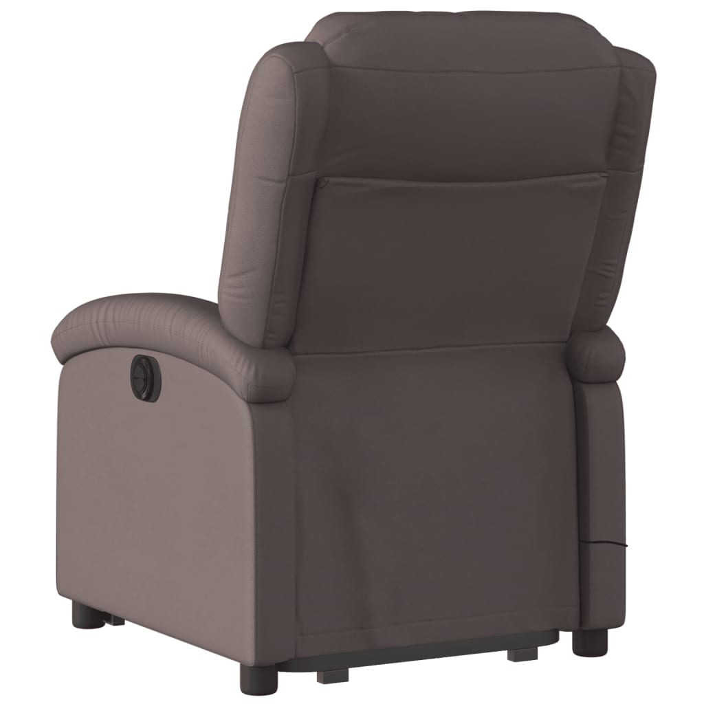 Electric Stand up Massage Recliner Chair Dark Brown Real Leather