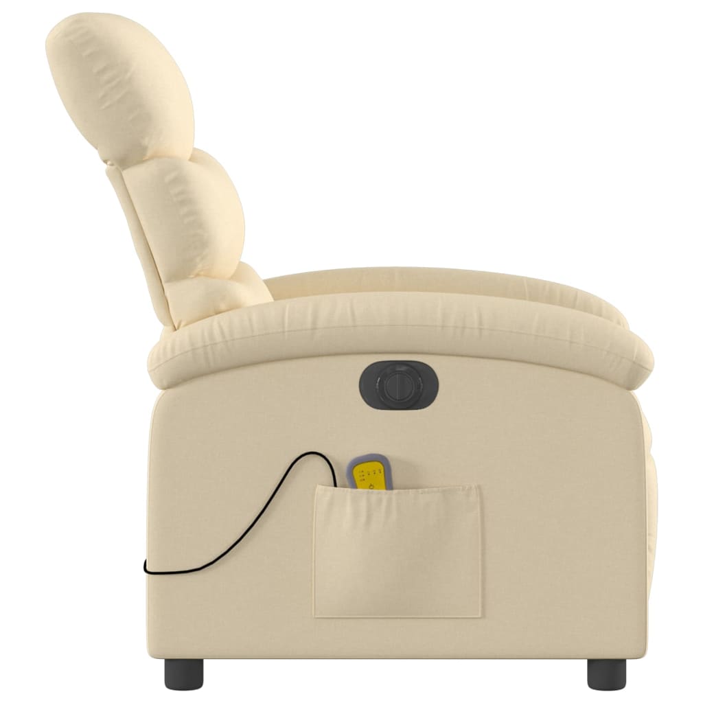 Electric Massage Recliner Chair Cream Fabric