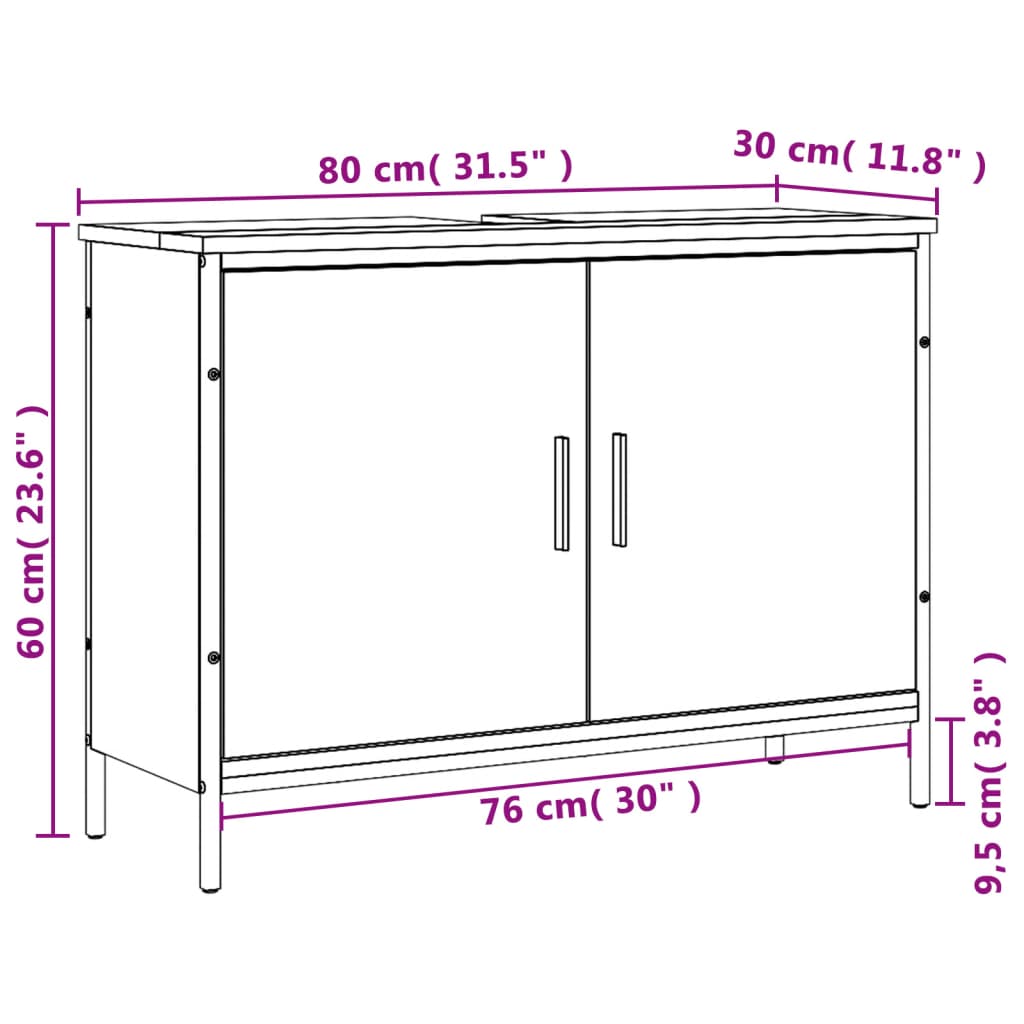 Bathroom Sink Cabinet Black 31.5"x11.8"x23.6" Engineered Wood