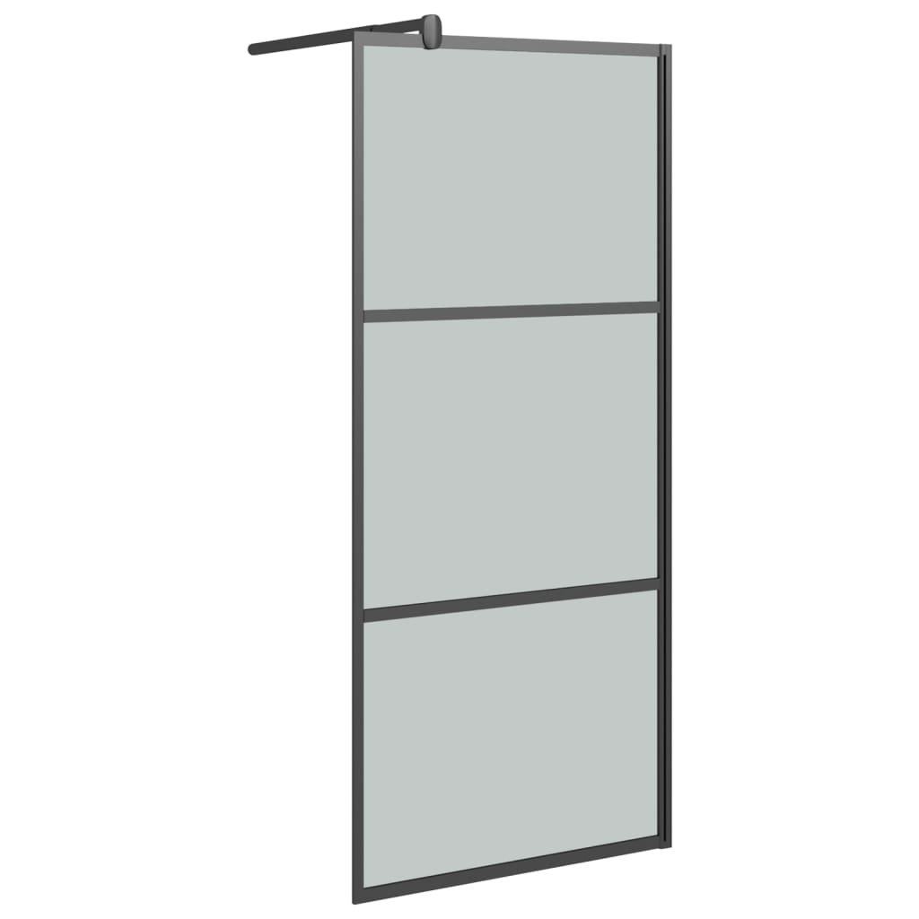 Walk-in Shower Wall with Shelf Black 39.4"x76.8" ESG Glass&Aluminum