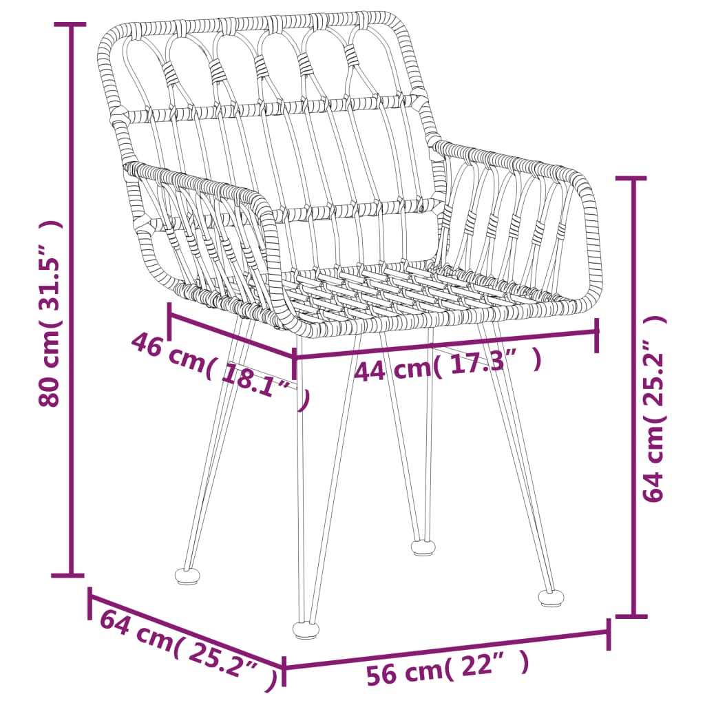 5 Piece Patio Dining Set Poly Rattan