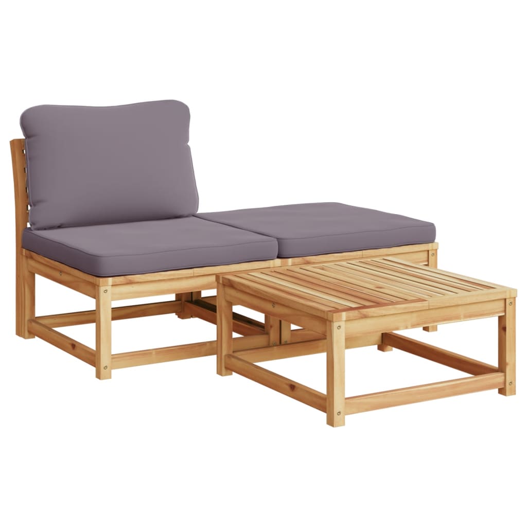 11 Piece Patio Lounge Set with Cushions Solid Wood Acacia