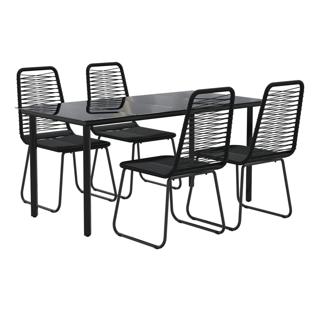 5 Piece Patio Dining Set Black