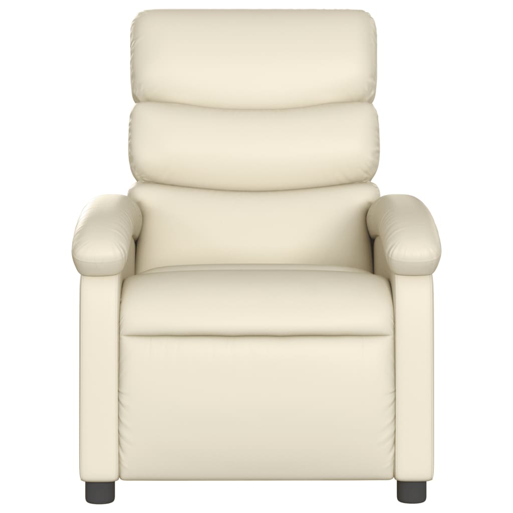 Massage Recliner Chair Cream Faux Leather