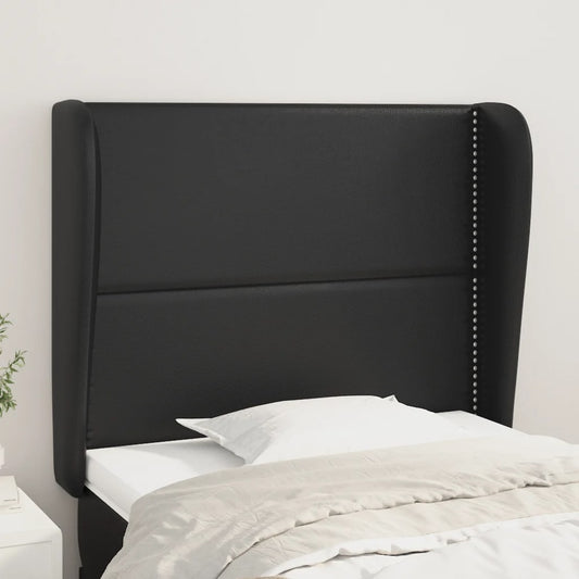 Headboard with Ears Black 40.6"x9.1"x46.5"/50.4" Faux Leather