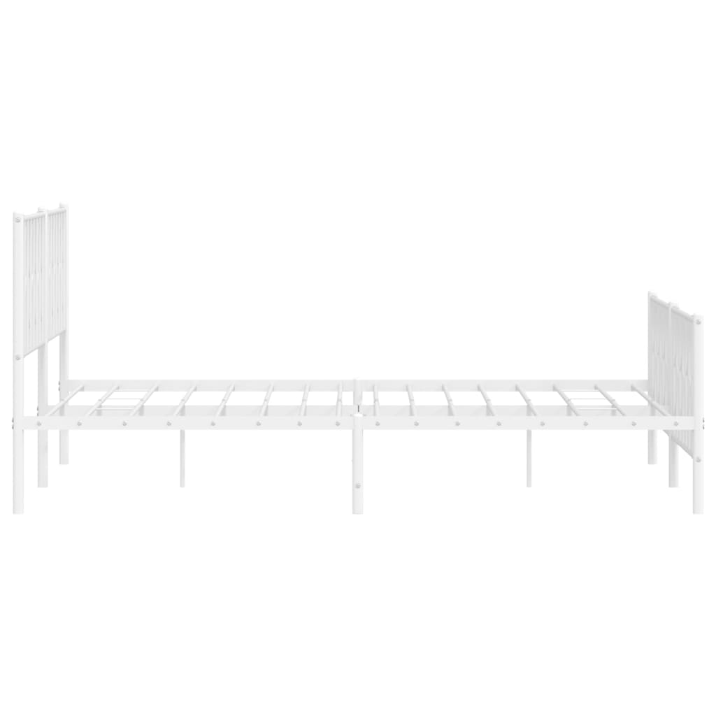 Metal Bed Frame without Mattress with Footboard White 76"x79.9"