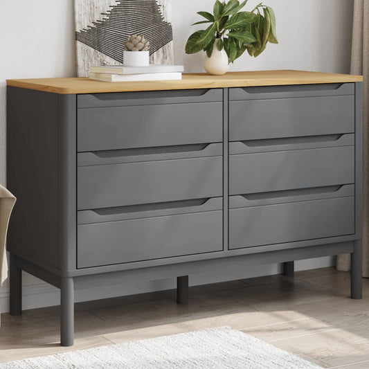 Chest of Drawers FLORO Gray Solid Wood Pine