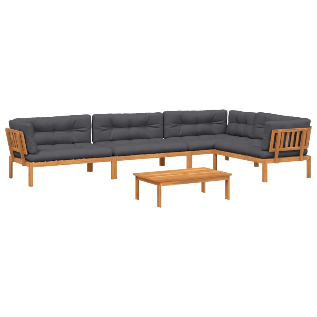 5 Piece Patio Pallet Sofa Set with Cushions Solid Wood Acacia