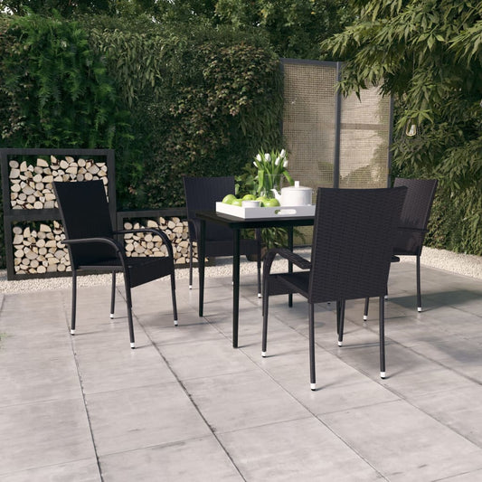 5 Piece Patio Dining Set Black