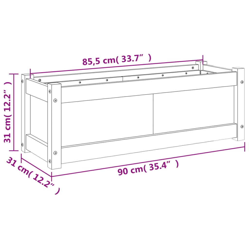 Garden Planter Wax Brown 35.4"x12.2"x12.2" Solid Wood Pine