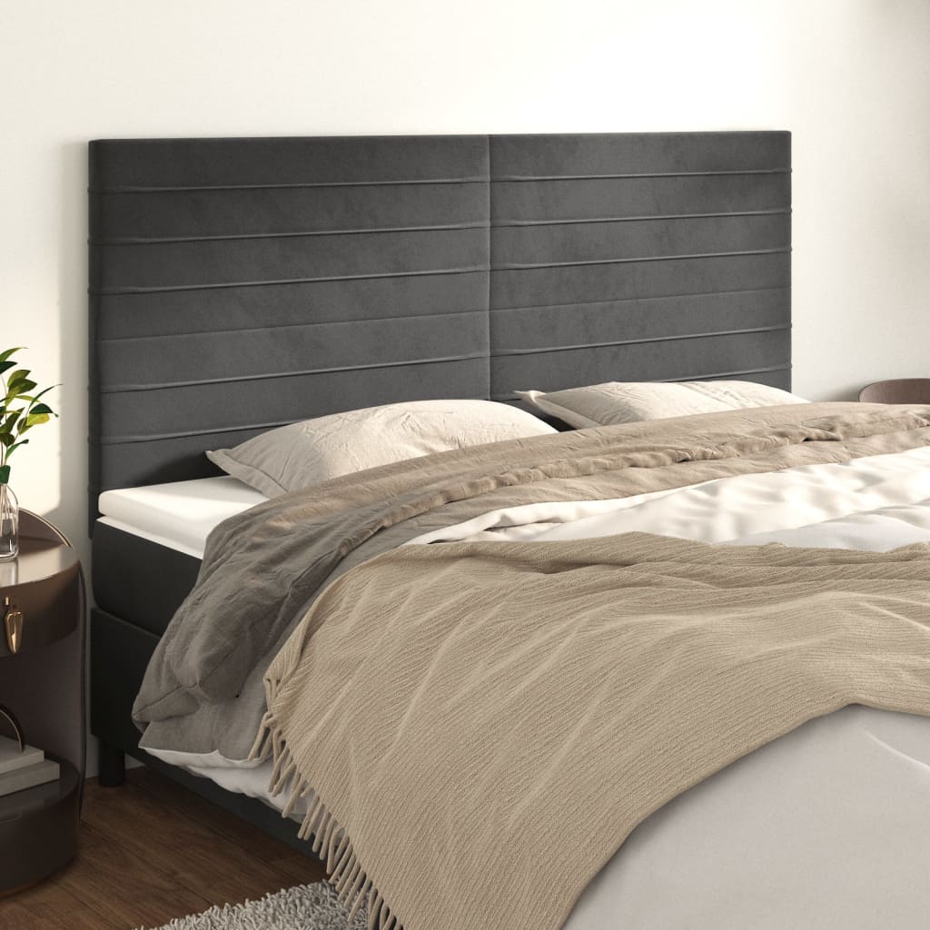 Headboards 4 pcs Dark Gray 35.4"x2"x30.7"/34.6" Velvet