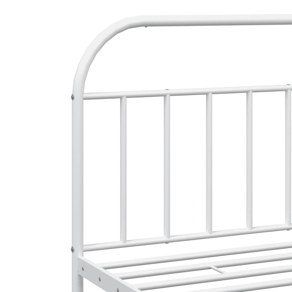 Metal Bed Frame without Mattress with Footboard White 76"x79.9"