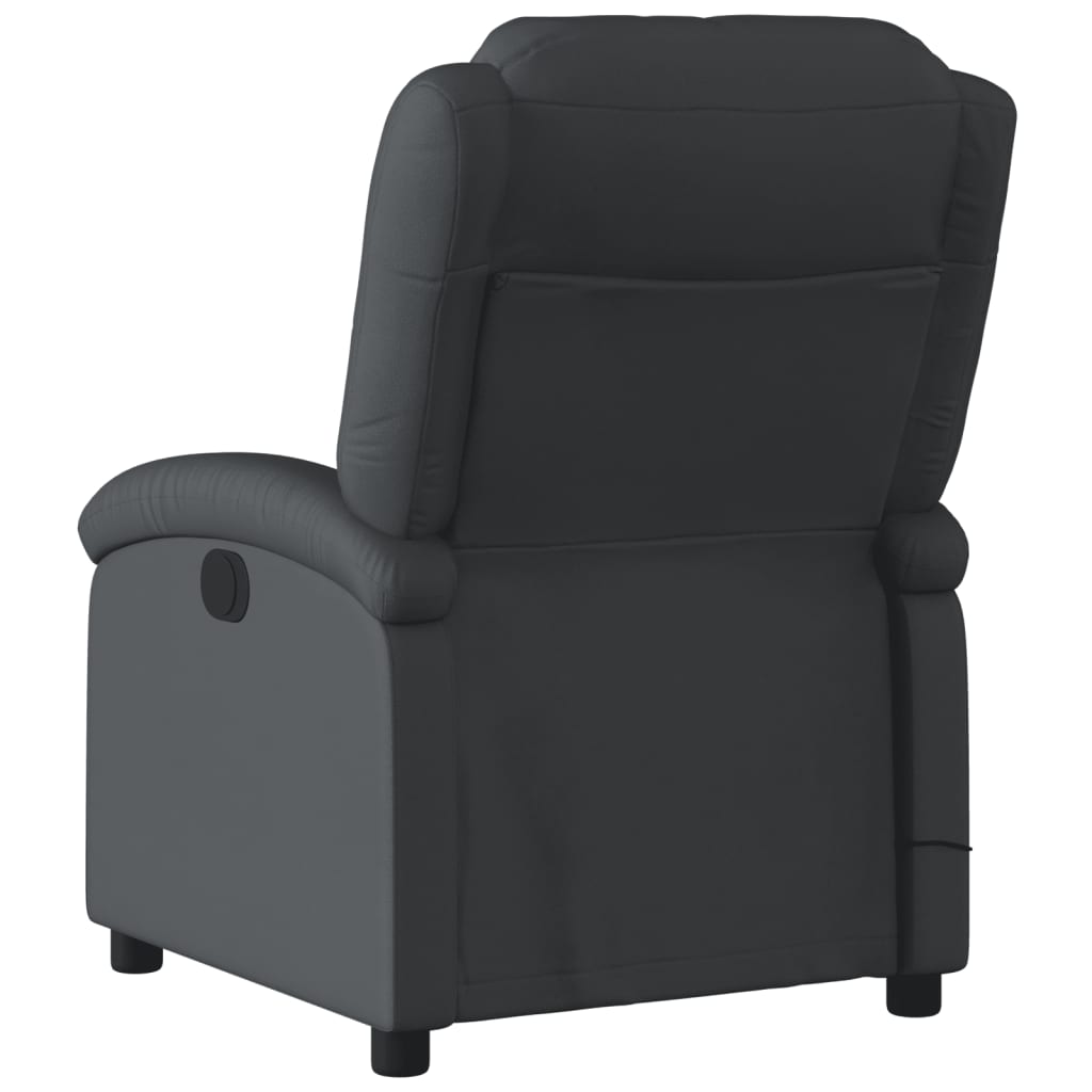 Electric Massage Recliner Chair Black Real Leather