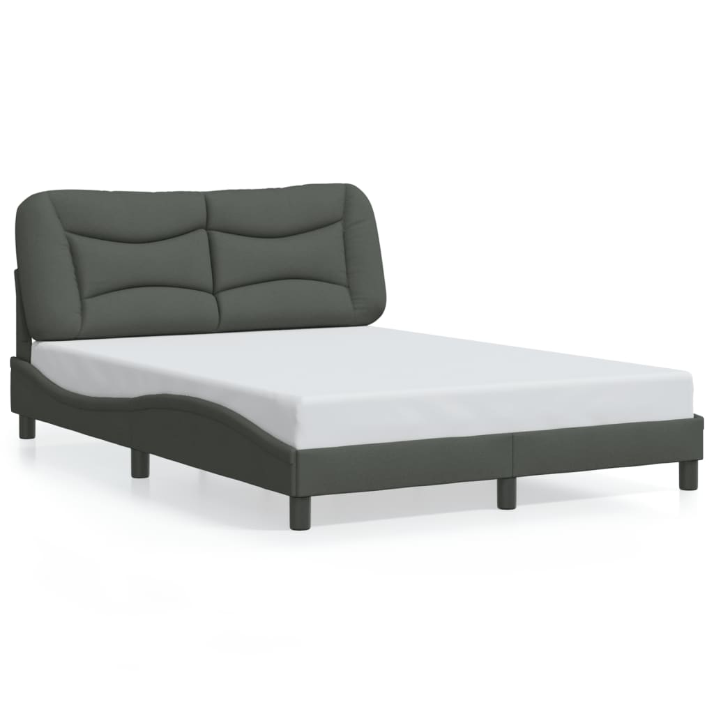 Bed Frame without Mattress Dark Gray 53.9"x74.8" Fabric