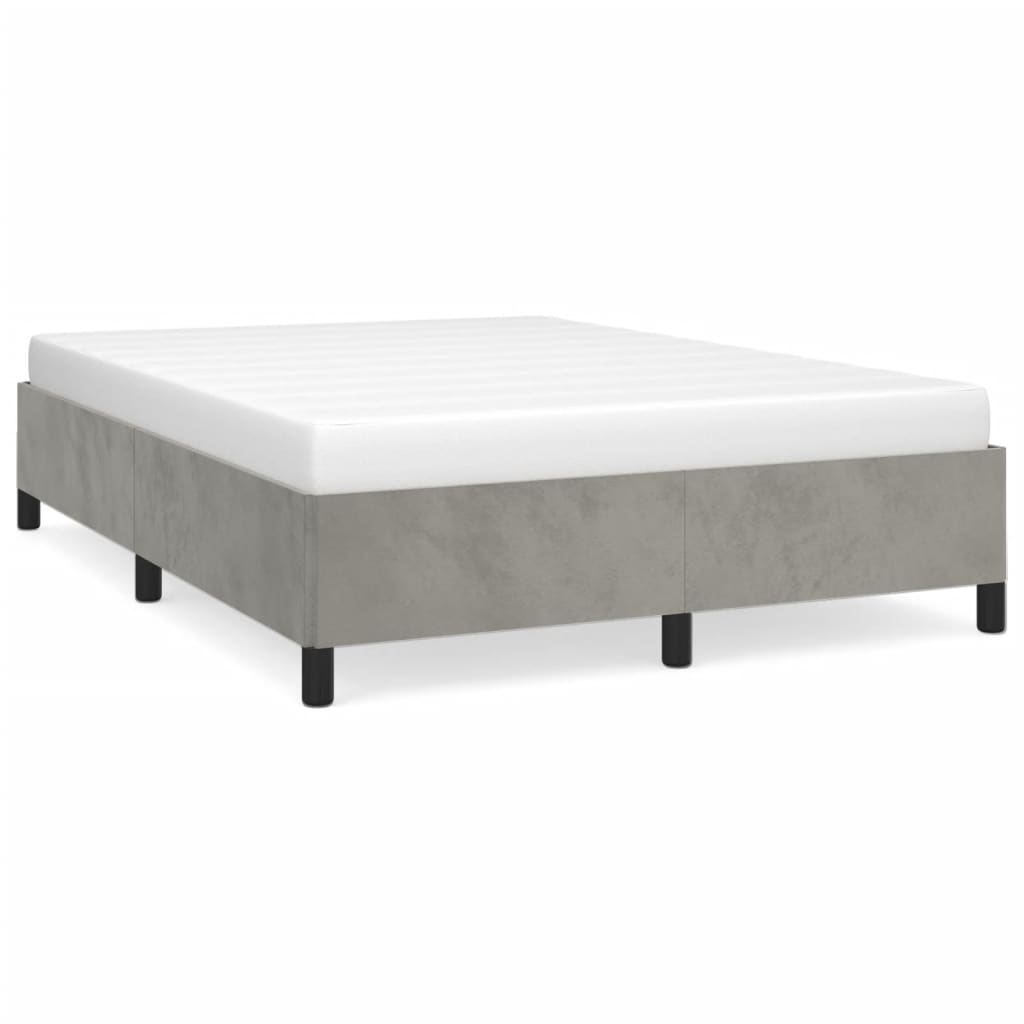 Bed Frame without Mattress Light Gray 53.9"x74.8" Full Velvet