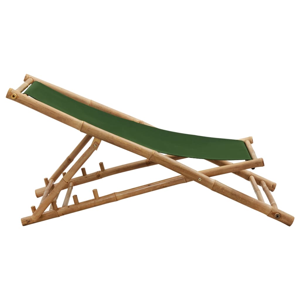 Deck Chair Bamboo and Canvas Green