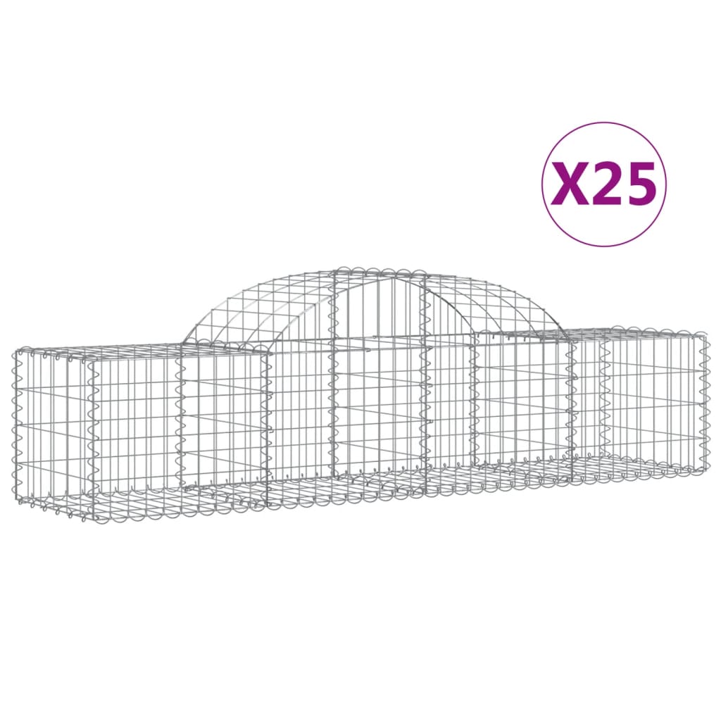 Arched Gabion Baskets 25 pcs 78.7"x19.7"x15.7"/23.6" Galvanized Iron