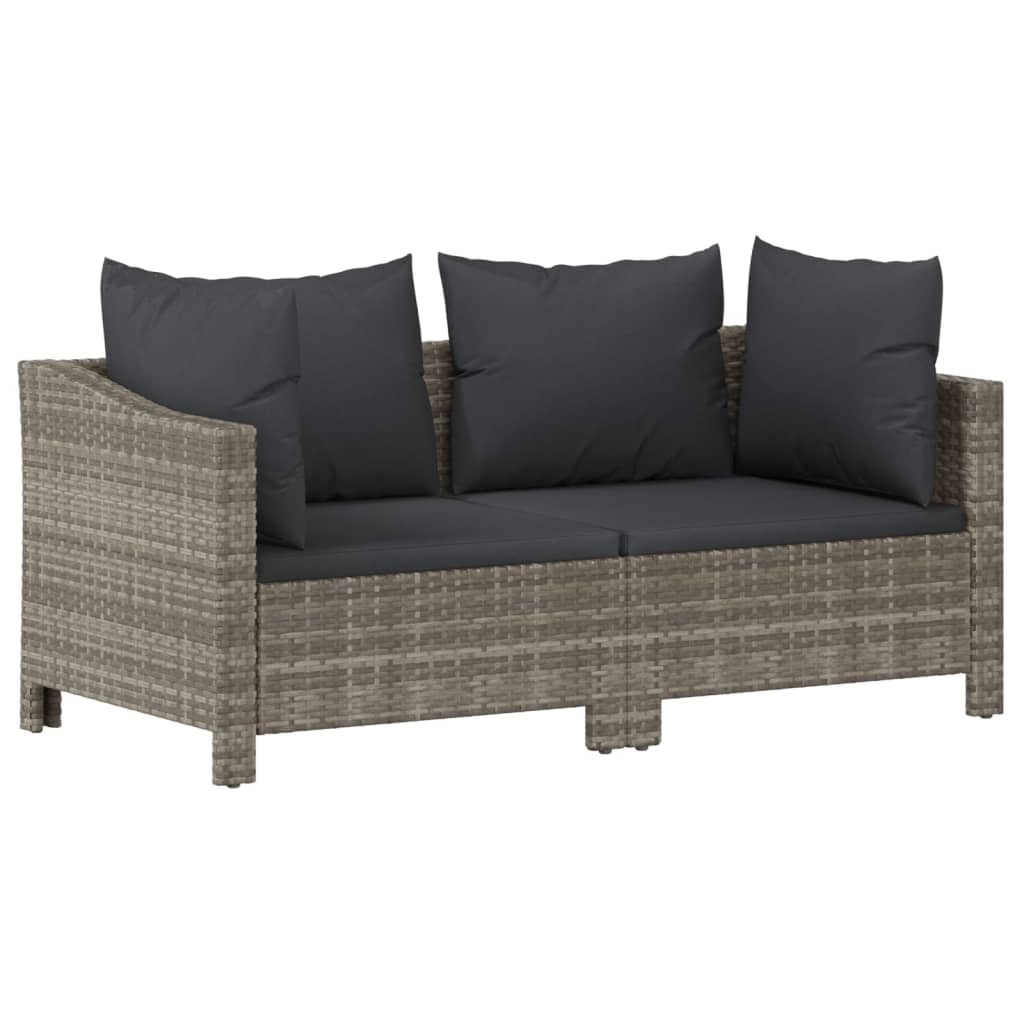 6 Piece Patio Lounge Set with Cushions Gray Poly Rattan