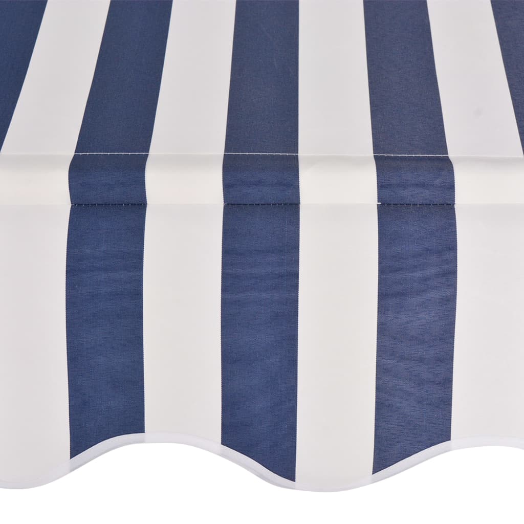 Manual Retractable Awning 137.8" Blue and White Stripes