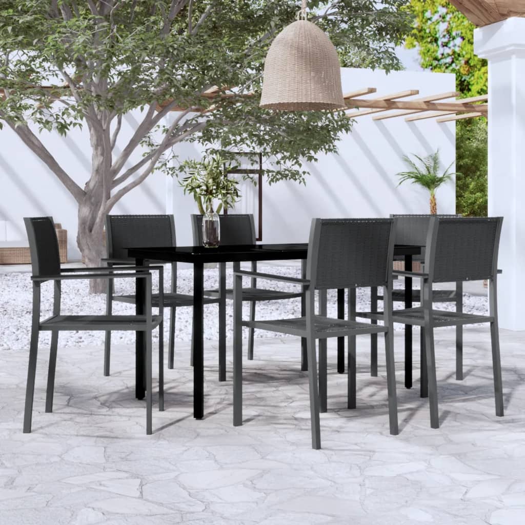 7 Piece Patio Dining Set Black