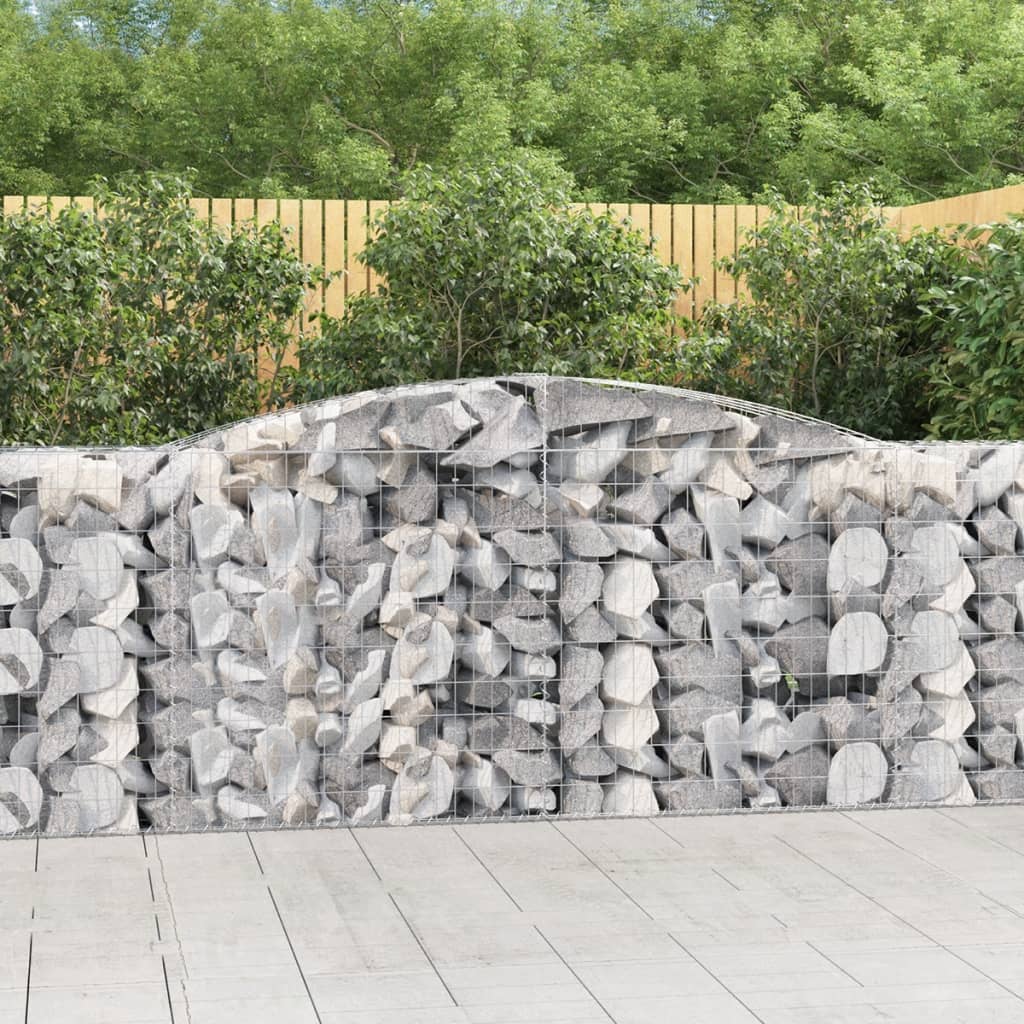 Arched Gabion Baskets 4 pcs 157.5"x19.7"x39.4"/47.2" Galvanized Iron