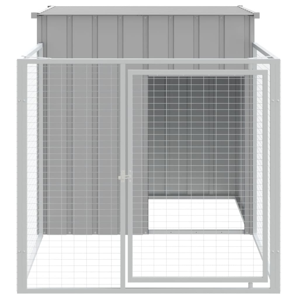 Dog House with Run Light Gray 43.3"x79.1"x43.3" Galvanized Steel