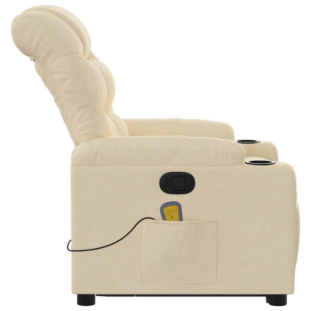 Stand up Massage Recliner Chair Cream Fabric