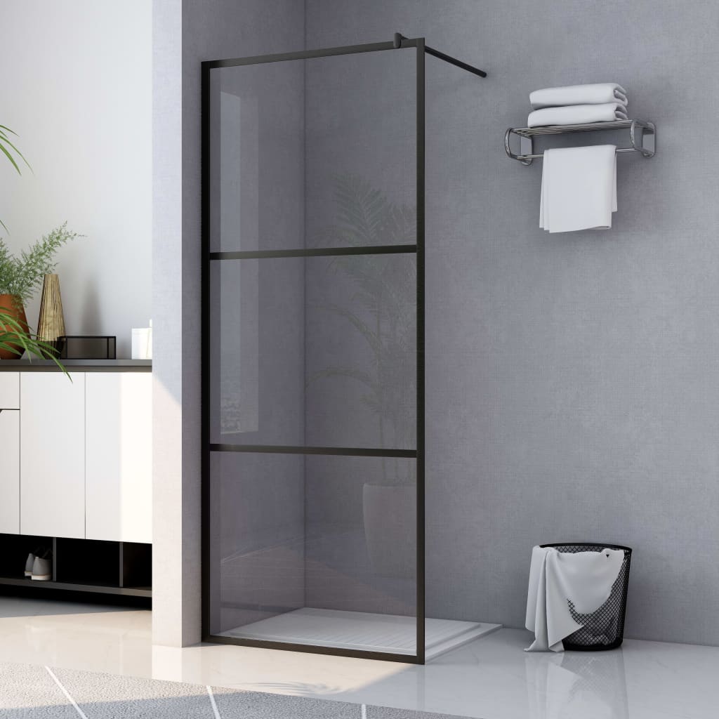 Walk-in Shower Wall with Clear ESG Glass Black 31.5"x76.8"