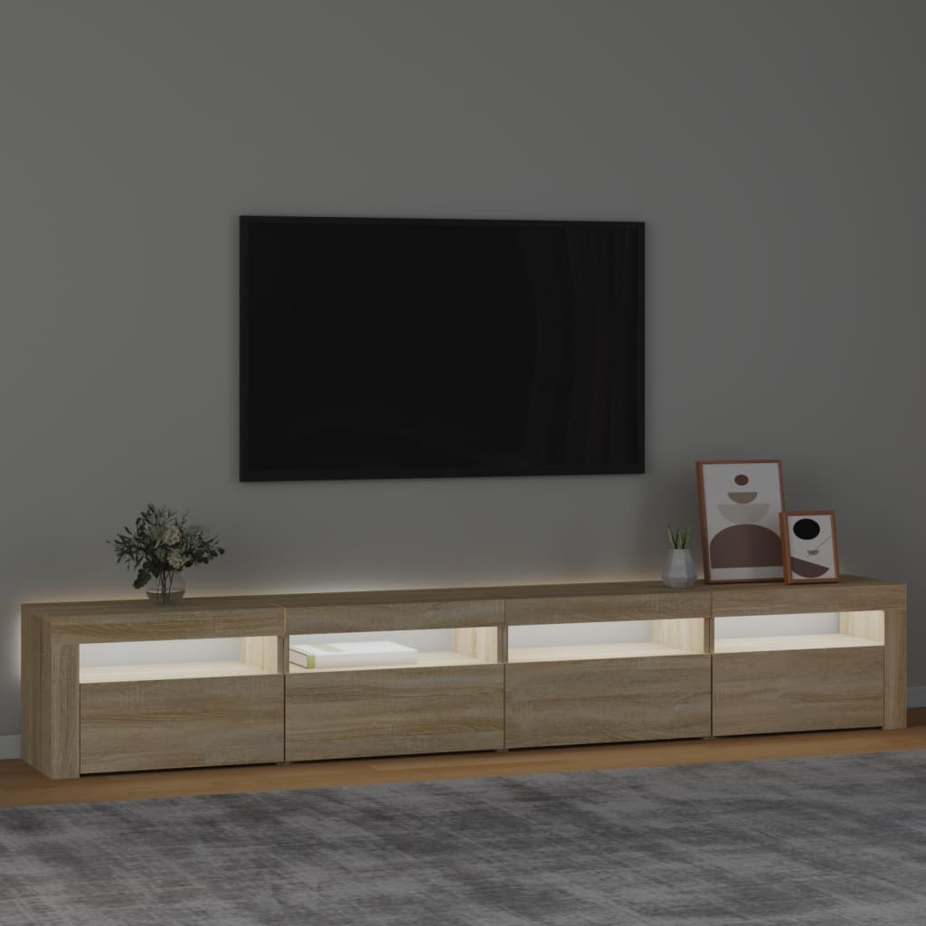 TV Stand with LED Lights Sonoma Oak 94.5"x13.8"x15.7"