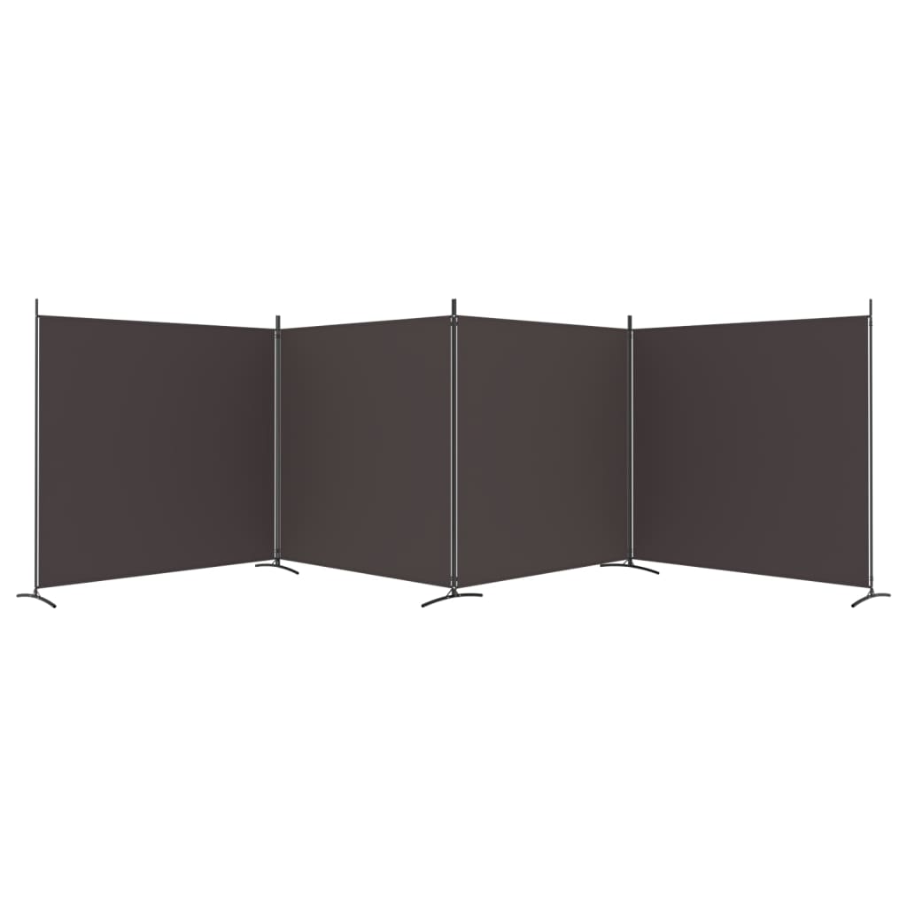 4-Panel Room Divider Brown 274.8"x70.9" Fabric